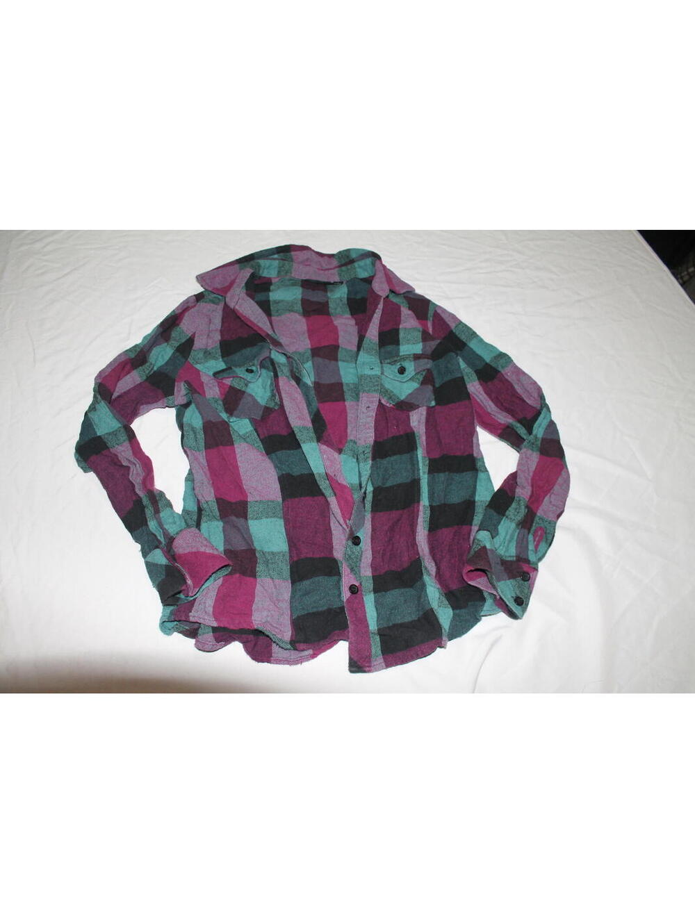 a.n.a Long Sleeve Plaid Flannel Shirt Large
